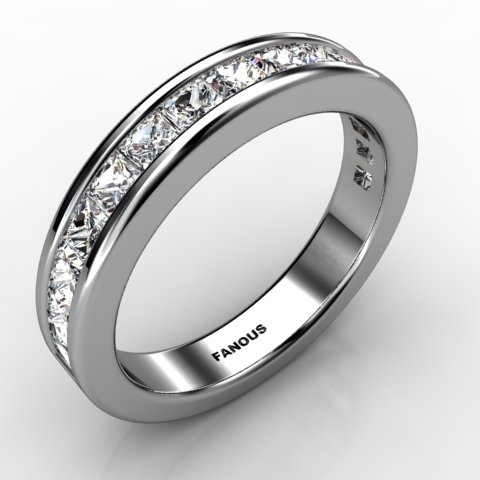 18k White Gold Wedding Band 1.38ct - 0300806-18kw